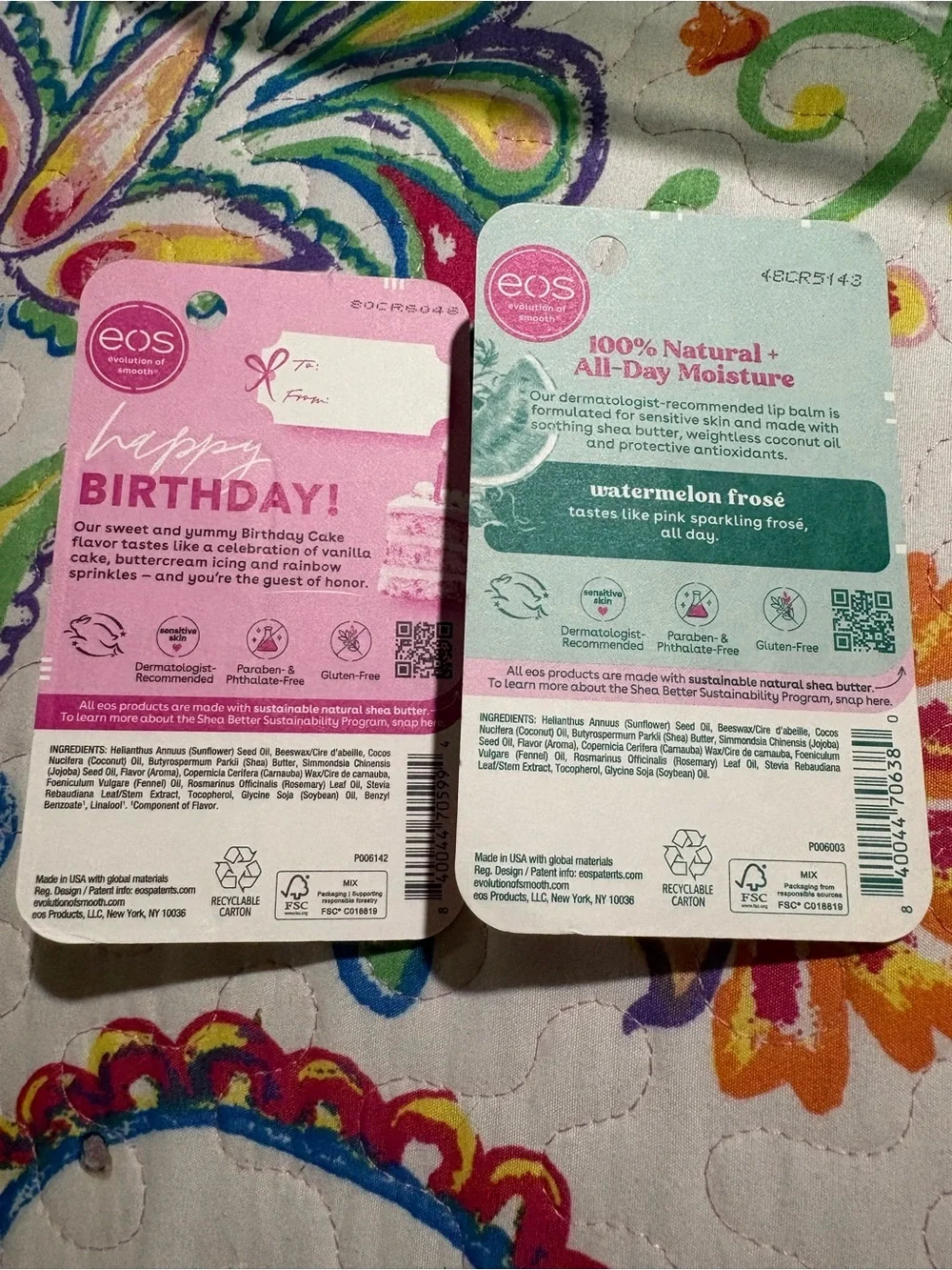 eos Lip Balm Duo — Birthday Cake Pink & Watermelon Frosted Mint